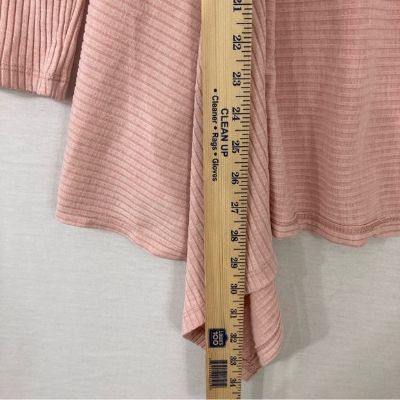 Clara Sun Woo Light Pink Open Front Rib Knit Stretch Cardigan Medium - Picture 7 of 9